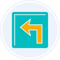 Turn Left Glyph Two Colour Circle Icon vector