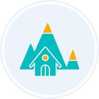 Mountain House Glyph Two Colour Circle Icon vector