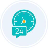 24 Hours Glyph Two Colour Circle Icon vector