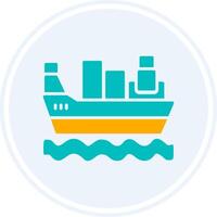 Cargo Ship Glyph Two Colour Circle Icon vector