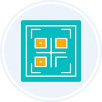 Qr Code Glyph Two Colour Circle Icon vector