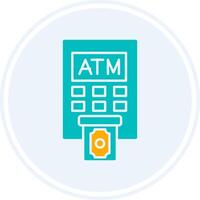 Atm Machine Glyph Two Colour Circle Icon vector