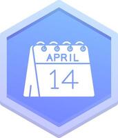 14th of April Polygon Icon vector