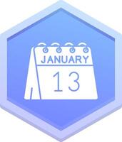 13th of January Polygon Icon vector