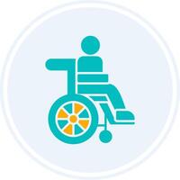 Disabled Person Glyph Two Colour Circle Icon vector