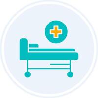 hospital cama glifo dos color circulo icono vector