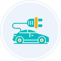 Electric Car Glyph Two Colour Circle Icon vector