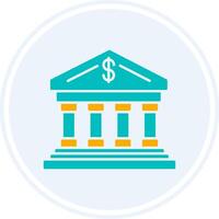 Bank Glyph Two Colour Circle Icon vector