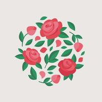 pattern of red roses and leaf vector