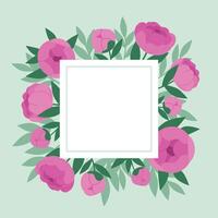 frame of pink peonies for card and invitation designs vector