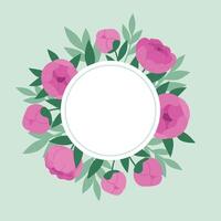 frame of pink peonies for card and invitation designs vector