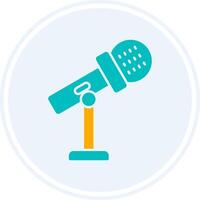 Stand Mic Glyph Two Colour Circle Icon vector