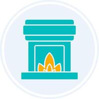 Fireplace Glyph Two Colour Circle Icon vector