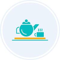 Teapot Glyph Two Colour Circle Icon vector