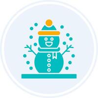 Snowman Glyph Two Colour Circle Icon vector