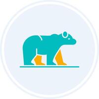 Polar Bear Glyph Two Colour Circle Icon vector