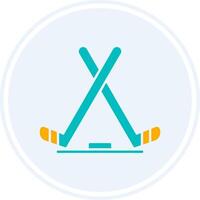 hielo hockey glifo dos color circulo icono vector