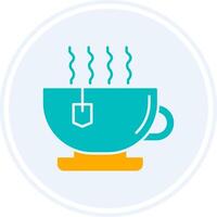 caliente té glifo dos color circulo icono vector
