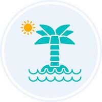 Desert Island Glyph Two Colour Circle Icon vector