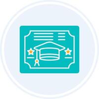 Diploma Glyph Two Colour Circle Icon vector