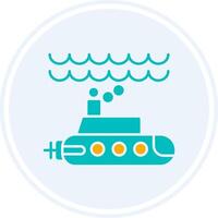 Submarine Glyph Two Colour Circle Icon vector