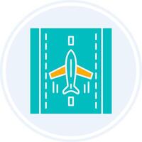 Landing Airplane Glyph Two Colour Circle Icon vector