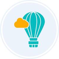 Hot Air Balloon Glyph Two Colour Circle Icon vector