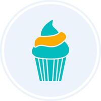 Cupcake Glyph Two Colour Circle Icon vector