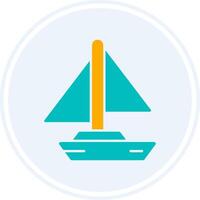 Small Yacht Glyph Two Colour Circle Icon vector