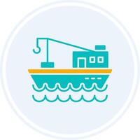 Fishing Boat Glyph Two Colour Circle Icon vector