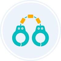 Handcuffs Glyph Two Colour Circle Icon vector