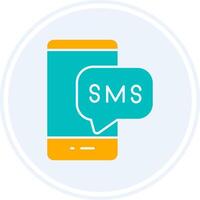 SMS glifo dos color circulo icono vector