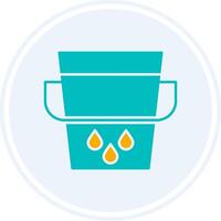 Water Bucket Glyph Two Colour Circle Icon vector