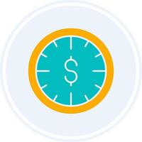 hora es dinero glifo dos color circulo icono vector