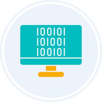 Binary Code Glyph Two Colour Circle Icon vector