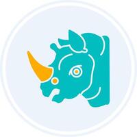 Rhinoceros Glyph Two Colour Circle Icon vector