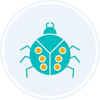 escarabajo glifo dos color circulo icono vector