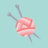 Ball of yarn with knitting needles vector illustration graphic background