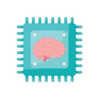 Artificial Intelligence brain CPU chip vector illustration graphic