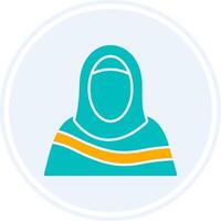 musulmán mujer glifo dos color circulo icono vector