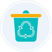 Recycle Bin Glyph Two Colour Circle Icon vector