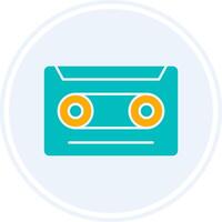 Cassette Glyph Two Colour Circle Icon vector