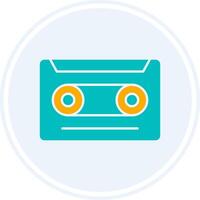 Cassette Glyph Two Colour Circle Icon vector