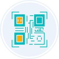 qr código glifo dos color circulo icono vector