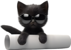 ai generado un linda negro gatito vistiendo lentes png