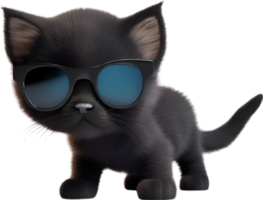 AI generated A Cute black kitten wearing glasses png