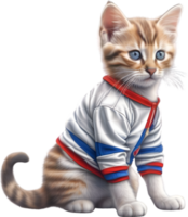 ai généré une mignonne chaton dans football uniforme png