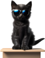 AI generated A Cute black kitten wearing glasses png