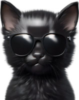 ai generado un linda negro gatito vistiendo lentes png