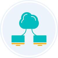 Cloud Computing Glyph Two Colour Circle Icon vector